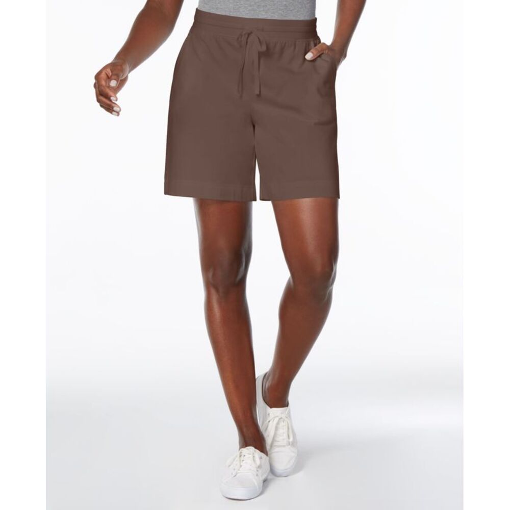 Karen Scott Pull-On Drawstring Shorts Brown Clay XS